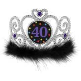 Flashing 40th Birthday Tiara with Light-Up LED Medallion